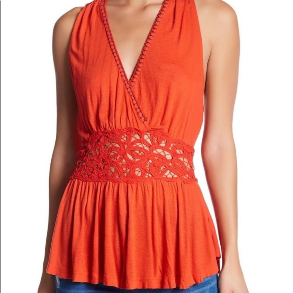 FreePeople Megan Embroidered Crochet Waist Tank